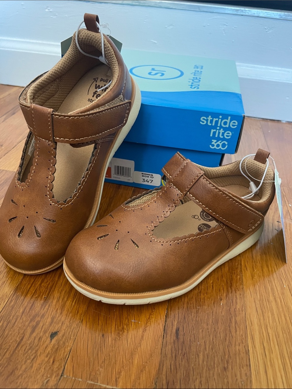Stride Rite Brown T‑Strap Mary Jane Kids Shoes